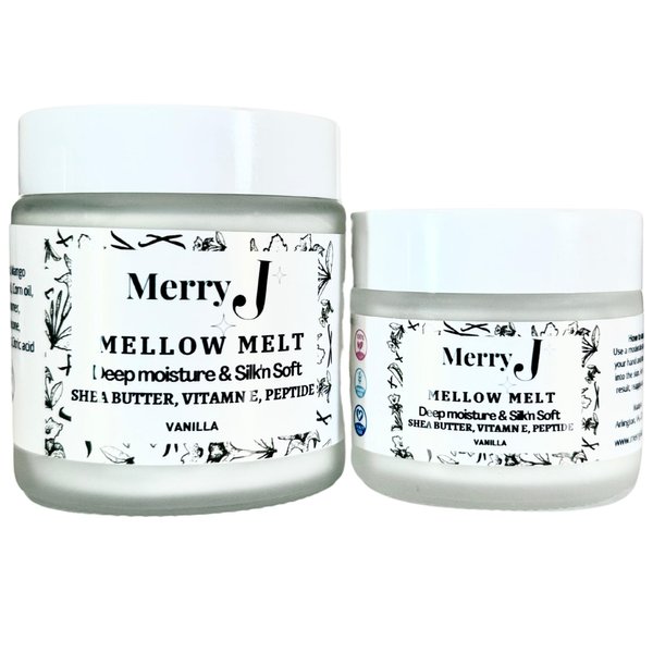 MerryJskin Mellow Melt Strawberry Deep Moisture Body Butter, 4 oz, Shea Butter, Vitamin E (Regular, Vanilla)
