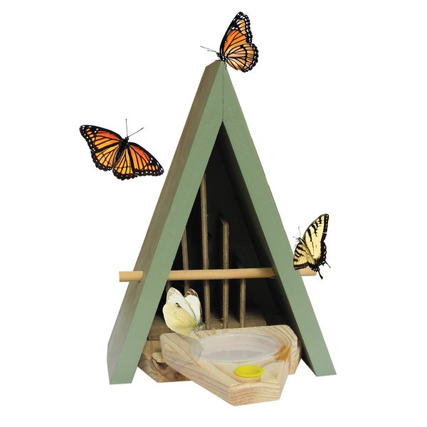 Wildlife World Butterfly House and Feeder -- Natural Habitat to Attract Butterflies to Your Garden (Blue)