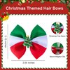 Christmas Hair Bows Christmas Tree Hair Clips for Girls Women Handmade Grosgrrain Hair Bow Clip Grosgrain Ribbon Bows XMAS Hair Accessories for Christmas Party Decor, Red & Green & White