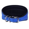 Dogs My Love Real Leather Extra Wide Padded Tapered Dog Collar (16.25"-18.75" Neck; 3" Wide, Blue)