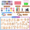 36 Pcs Wooden Magnets DIY Kit Wooden Art Craft Hanging Ornament Painting Craft Kit Gifts for Kids Boy Girl Easter Crafts Toys Basket Goodie Bag Stuffers