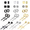 NEWITIN 15 Pairs Magnetic Stud Earrings for Men Stainless Steel Magnetic Earrings Men Clip on Earrings Unisex Dangle Cross CZ Hoop Magnetic Earrings for Men Women