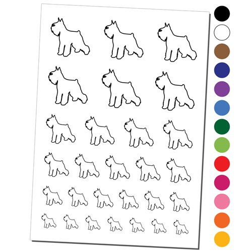 Miniature Schnauzer Dog Outline Temporary Tattoo Water Resistant Fake Body Art Set Collection - Black (One Sheet)
