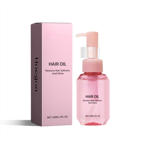 Hair Oil, Pink Repair Hair Oil, Nourish and Illuminate for Softness and Shine, Deep Conditioning Oil for Damaged, Dry Hair, Hydrating Lightweight Formula, 60ml (1 Pcs)