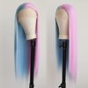 melody wig Synthetic Half Pink Half Blue Lace Front Wigs Long Silky Straight Wig Heat Resistant Fiber Synthetic Half Wigs Middle Part Replacement Wig