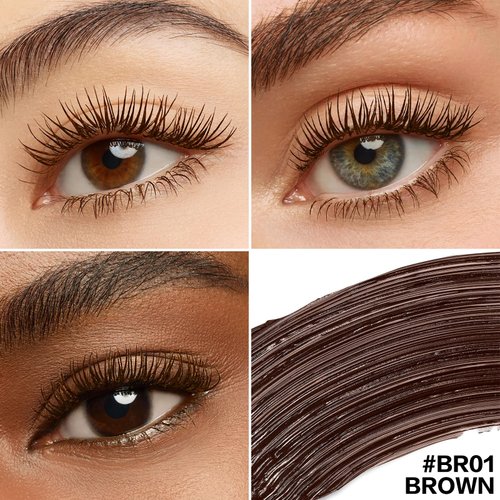 FOCALLURE Mascara,Lengthening,Lifting Fiber Lash Mascara,Fine Fibers to Lengthen Lashes,Smudge Proof,Long Lasting Eye Makeup,Volume and Length Effect and Natural Lash Look,Brown