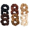 NAIKV 12 Pack Hair Scrunchies, Elastic Hair Band, Suitable for Girls, Women's Ponytail Fixing Bracket (Black coffee)