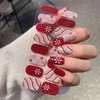 8 Sheets Christmas Nail Wraps Full Stickers Nail Polish Strips, DIY Self-Adhesive Glitter Nail Art Decals Snowflake Santa Claus Xmas Tree Red Green Party Decor with 1 Pcs Nail Files (128 Pieces)