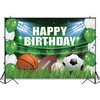 Xigejob Sports Theme Birthday Party Supplies Backdrop - Sports Party Background Banner Decorations, Sports Theme Soccer Basketball Baseball Football Birthday Photography Backdrop (5x3ft)