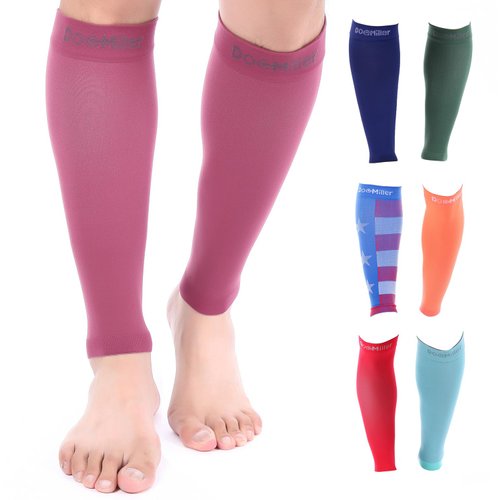 Doc Miller Premium Calf Compression Sleeve 1 Pair 20-30mmHg Strong Calf Support Fashionable Colors Graduated Pressure for Sports Running Muscle Recovery Shin Splints Varicose Veins (Maroon, Small)