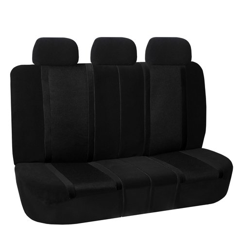 FH Group Automotive Seat Cover Universal Fit Rear Seat Cover Sports Solid Black Seat Cover for Back Seat Split Bench Car Seat Protector for Dogs and Kids, Car Interior Accessories for SUV Sedan Van