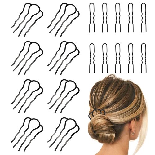 ANQFZQE 18 Pieces Hair Pins for Women, Metal Hair Side Combs, Hair Fork Clip - Black for Hair Styling Tool Accessories