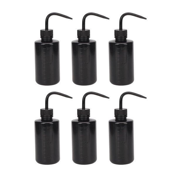 zjchao 6pcs Tattoo Empty Squeeze Bottle, 250ml Wash Bottle Cleaning Plastic Squeeze Bottle with Narrow Mouth for Tattooist, Green Soap Squirt Bottle Succulent Watering Can (Black)