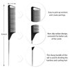 10Packs Rat Tail Combs Hair Clips Set，3Pcs Rat Tail Comb，Parting Comb and 7Pcs Alligator Styling Sectioning Clips of Professional Hair Salon Quality(Black)