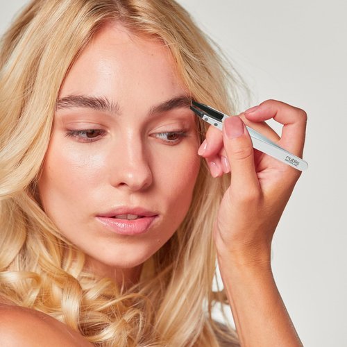 Rubis Classic Techno Stainless Steel Tweezers for Precise Eyebrows and Hair Removal Slanted Polymer Tips, 1KS105, White,Rubis Switzerland Swiss Made World Renowned Precision