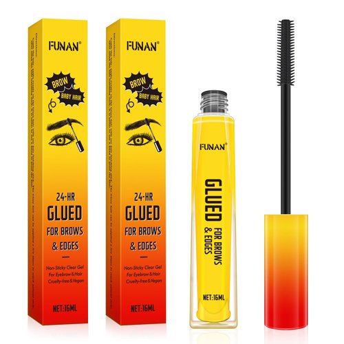 FUNAN Eyebrow Gel,Clear Brow Gel,Glued for Brows & Edges, for Styling Brows,16ml (2 pack)