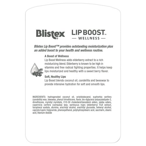 Blistex Lip Boost Wellness, Intensive Hydration from Coconut Oil & Beeswax, Elderberry Moisturizer (Pack of 2)