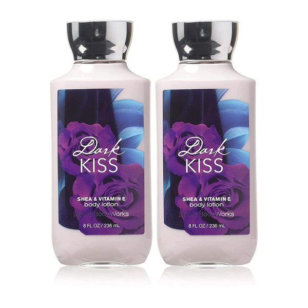 Bath and Body Works Dark Kiss Super Smooth Body Lotion Sets Gift For Women 8 Oz -2 Pack (Dark Kiss)