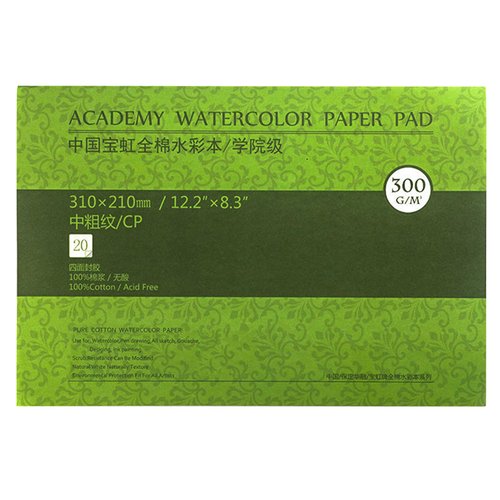 MEEDEN 9×12" Cotton Watercolor Paper Block, Textured Surface Watercolor Paper, Cold Press, 140lb/300gsm, 20 Sheets for Watercolor Gouache Ink Acrylic and More