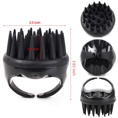 BTYMS Silicone Scalp Scrubber Shampoo Brush with Extra Long Bristles, Hair Scalp Massager Scalp Brush for Hair Growth & Dandruff Removal - Black