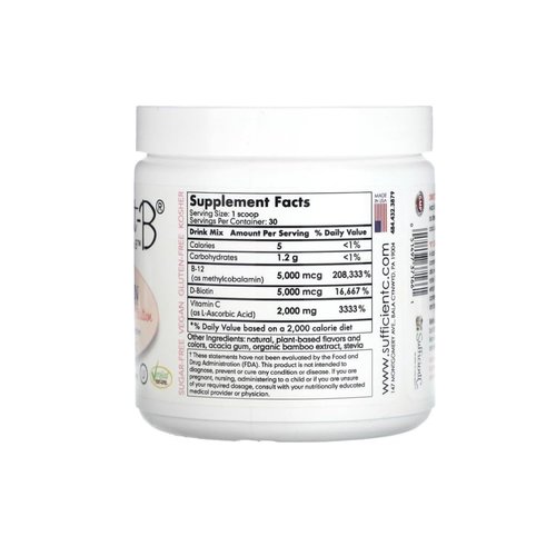 Sufficient-C Abundant-B High-Dose Methyl B-12 and Biotin Pink Lemonade Energy Drink Mix Solution - Flavor w/Function in Each Refreshing sip!