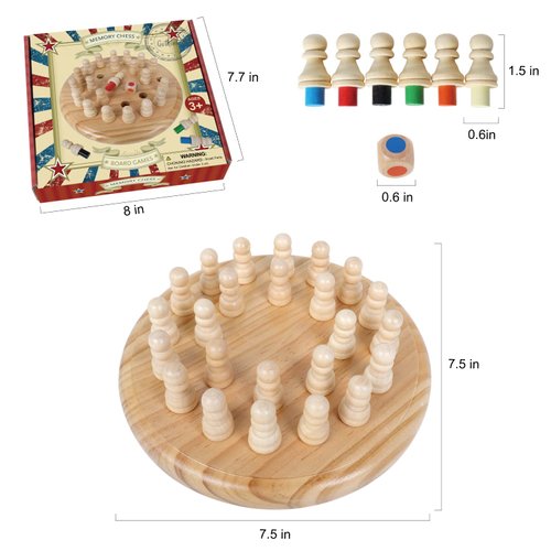 Gothink Wooden Memory Chess Matching Game, Wooden Memory Match Stick Chess Board Game, Wooden Color Memory Chess Educational Board Games for Kids and Adults, Montessori Preschool Toy for Toddler