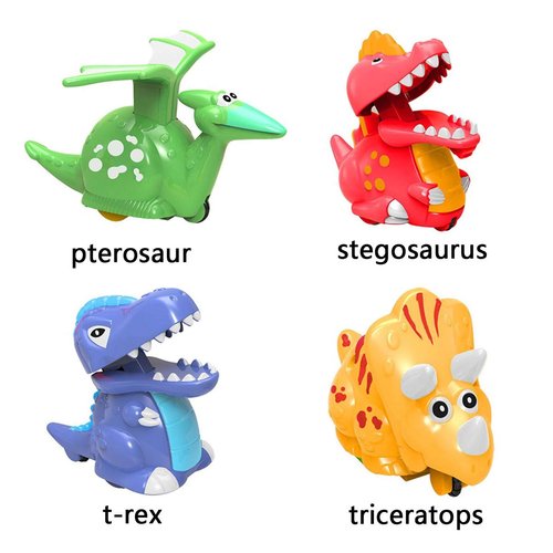 JoFAN 4 Pack Dinosaur Toys Press and Go Dinosaur Cars Wind Up Toys for Kids Boys Girls Toddlers Christmas Stocking Stuffers Party Favors Gifts