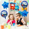 GOTPASS 5PCS Jumbo Blue Train Foil Balloons Set Train Themed Party Supplies Baby Shower Boy Birthday Party Decor