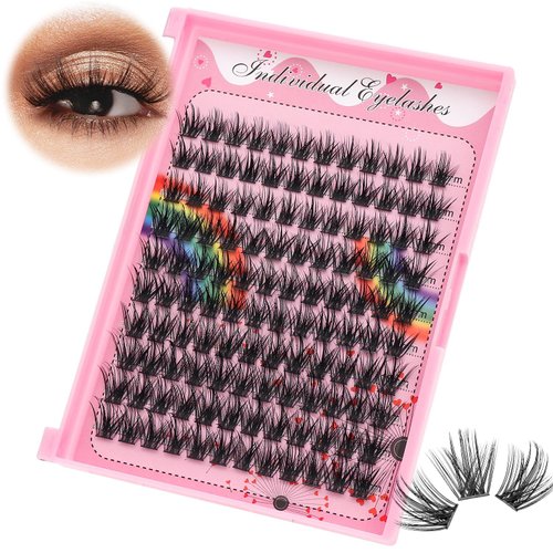 Bodermincer Lashes Clusters 10+12mm/12+14mm/14+16mm/16+18mm/10-12-14-16mm/14-16-18mm Mixed and 8-20mm to Choose Lashes Extension Kit lash Clusters Lashes Wispy Eyelash Extension （16mm)