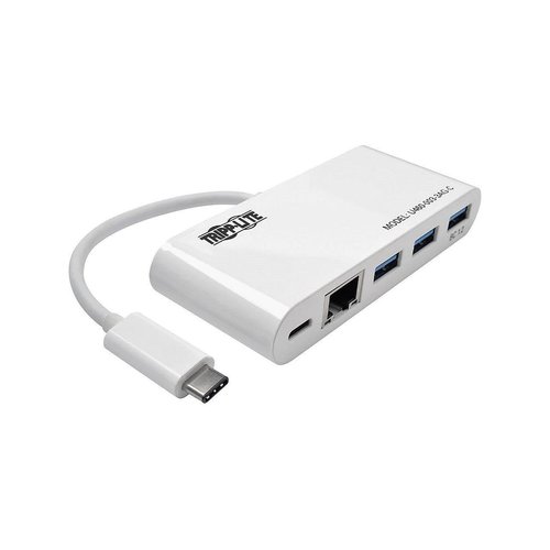 Tripp Lite 3-Port USB-C hub w/GbE, USB-C Charging USB Type C USB 3.1 Hub