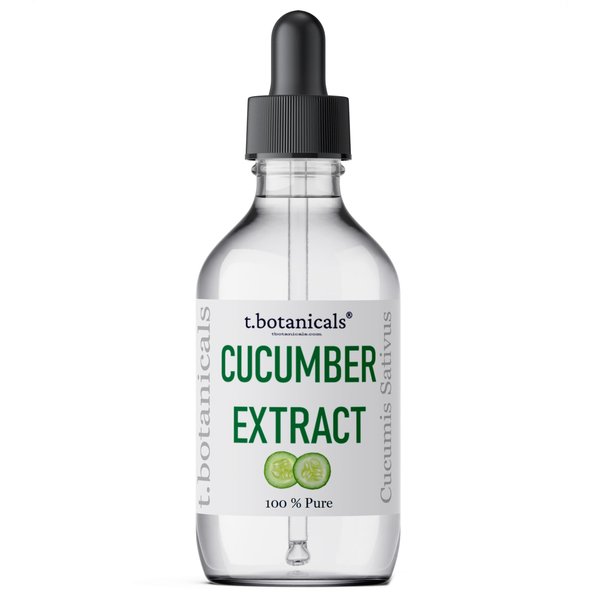 t.botanicals Pure Cucumber Extract Liquid Glycerite Alcohol Free Serum for Face Wash Mask Body Cosmetic Formulations and Skin Care Cream, Lotion, Shampoo, Conditioner Recipes (1 oz.)