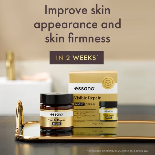 Essano Visible Repair Night Cream Face Moisturizer, Vitamin B3, Mature Skin Face Cream Supports Appearance of Fine Lines & Wrinkles, Cruelty Free, 50g