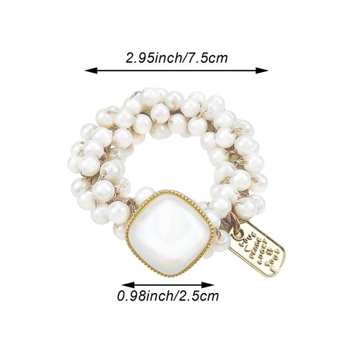 3 PACK Beaded Hair Ties, Pearls Hair Scrunchies Elastic Ponytail Holder Beaded Hair Scrunchies Sparkly Crystal Hair Bands Hair Accessories for Women and Girls