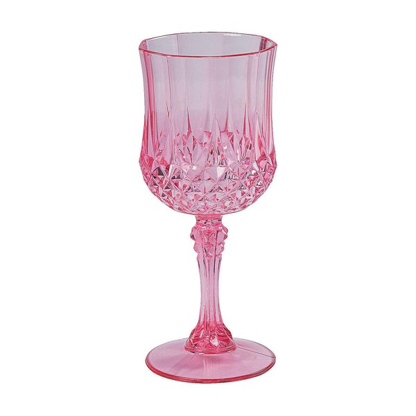 Fun Express Pink Wine Glasses, Set of 12, BPA-Free, 8 oz, 6.75 Inches Tall