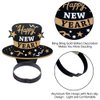 WEEPA 12Pcs New Year's Eve Party Supplies Party Decorations 2025 New Year Eve Hats HAPPY NEW YEAR Headbands Paper Black Tiara With Gold Glitter Headbands Kit for Kids Adults