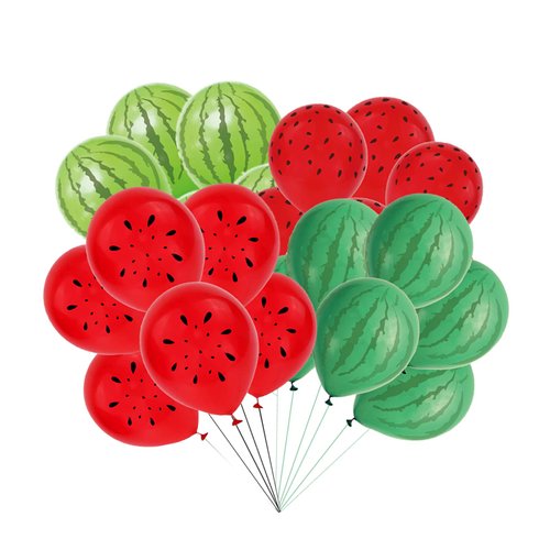 LXZColden 40 Pieces Watermelon Balloons Fruit Latex Balloons for Baby Shower Watermelon Party Supplies One in a Melon Themed Decorations, Green,red