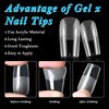 LoveOurHome 600pc Square Gel x Nail Tips Long Fake Nail Clear Full Cover False Nail Tips Square Artificial Fingernails Soft Gel X Nail Art Tips for Acrylic Nails Gel X Extension Press Nail Making