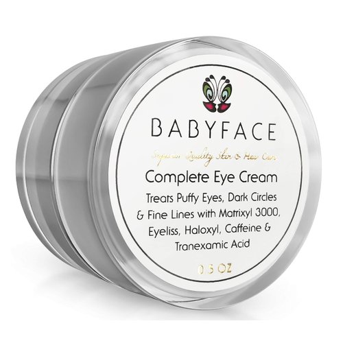 Babyface Complete Eye Cream for Dark Circles, Wrinkles, Bags &amp; Puffy Eye Reduction Brightens &amp; Sm...