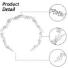 2 PCS Bride Wedding Hair Vine Headband Leaf Bridal Hairband Wedding Headpiece Leaf Pearl Crystal Hairpiece Tiara Crystal Head Vines Bridal Rhinestone Crystal Wedding Hair Accessories for Women Girls
