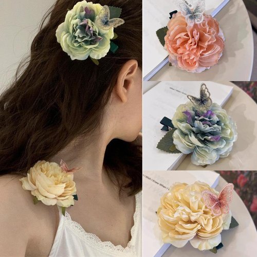 3 Pcs Flower Hair Barettes Brooch Nonslip Hair Pins Hair Accessories for Women Girls #05