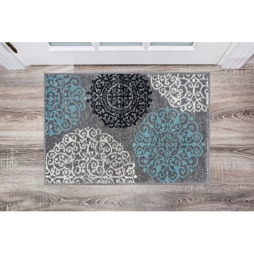 Rugshop Contemporary Modern Floral Perfect for high Traffic Areas of Your Living Room,Bedroom,Home Office,Kitchen Area Rug 2' x 3' Gray