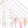JERCLITY 1 Box 6 Strips Nail Chains for Nail Art Silver Alloy Metal Nail Art Chains Silver Nail Charms Punk Nail Studs Silver Caviar Beads Chain Jewelry Accessories for Women Nail Art
