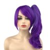 Aimole Short Straight Cute Anime Cosplay Wigs with 1 Long Curly Clip on Ponytail Women Synthetic Wigs Halloween Party Hair(Purple)