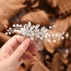 Gorais Crystal Bride Wedding Hair Comb Pearl Bridal Hair Pieces Rhinestone Hair Accessories for Women and Girls (A-Silver)
