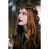 MOSTORY Handmade Moon Flower Crown Headpiece Burgundy Floral Elf Circlet Woodland Forest Headband for Witch Devil Queen Carnival Renaissance Fest Halloween Cosplay Prom Wedding Red