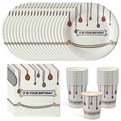 60 PCS It Is Your Birthday Disposable Birthday Party Supplies Set, The Office Merchandise Party Decoration Paper Cups, Plates and Napkins for The Office TV Show Fans Family, Friends and Coworkers