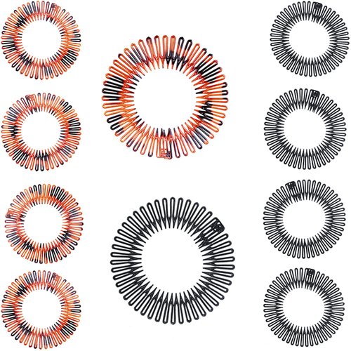 Doromy 10 Pieces Full Circular Tooth Headband Plastic Hair Wrap Hairband Holder Stretch Hair Comb Headbands Full Circular Stretch Comb Full Circular Tooth Headband for Women Girls 2 Colors