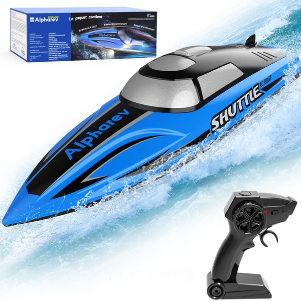 ALPHAREV RC Boats for Kids - R208MINI Double Motor Remote Control Boat for Pool and Lake, 2.4GHz RC Speed Boat with Rechargeable Battery, Summer Outdoor Water Toys Birthday Gifts for Boys