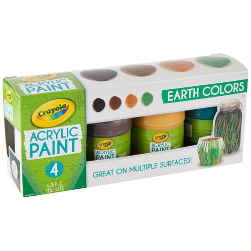 Crayola Paint Set in Earth Tones, Multi-Surface Craft Paints, Painting Supplies, 4ct