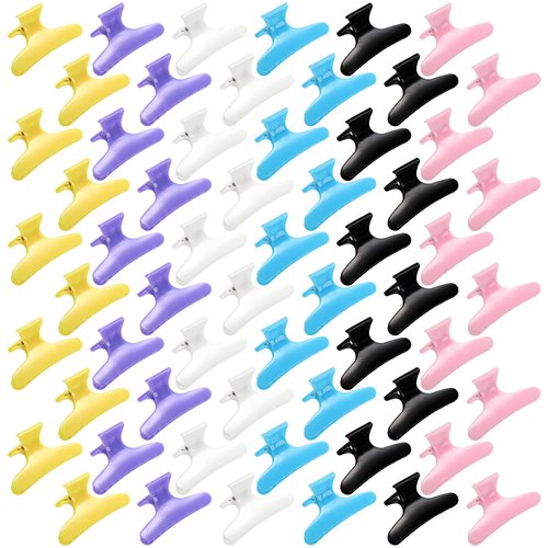 Yarlung Set of 60 Butterfly Hair Clamps, Hair Claw Clips Salon Pro Section Clip Styling Hair Barrettes for Sectioning, Cutting and Coloring, 6 Colors